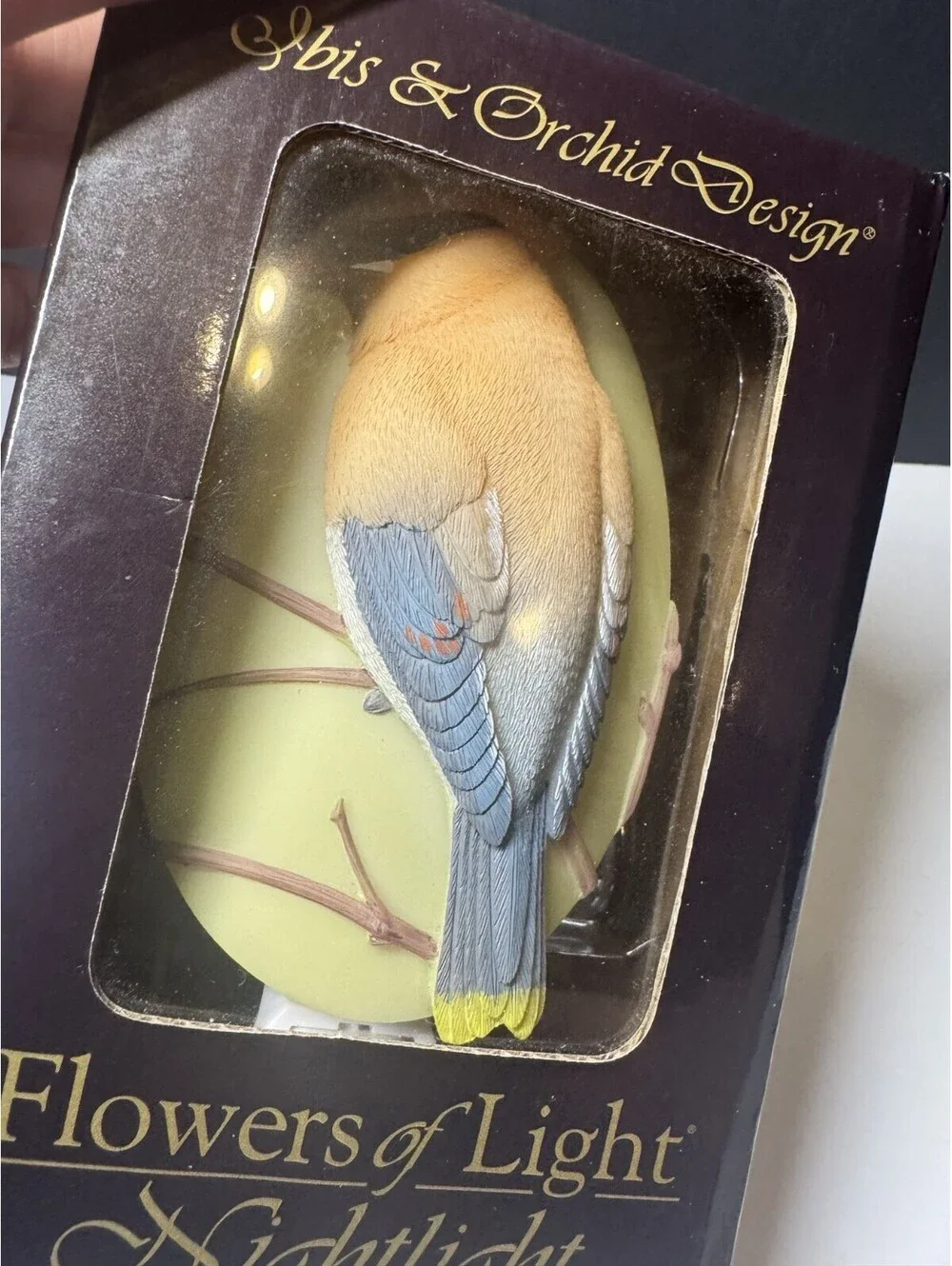 Ibis & Orchid Design Flowers Of Light Nightlight - Cedar Waxwing NIB